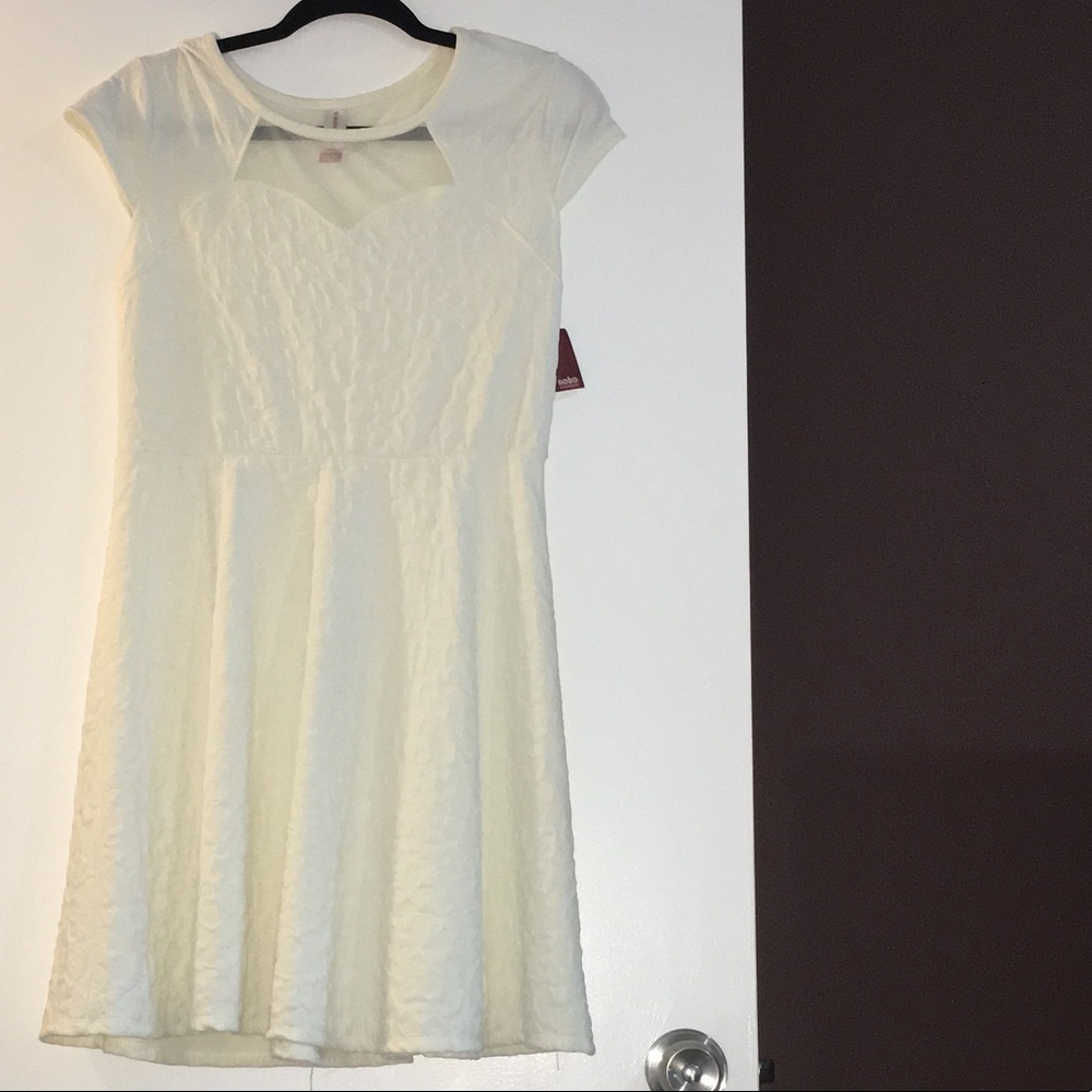 💋New No boundaries Ivory Dress with Sheer Top